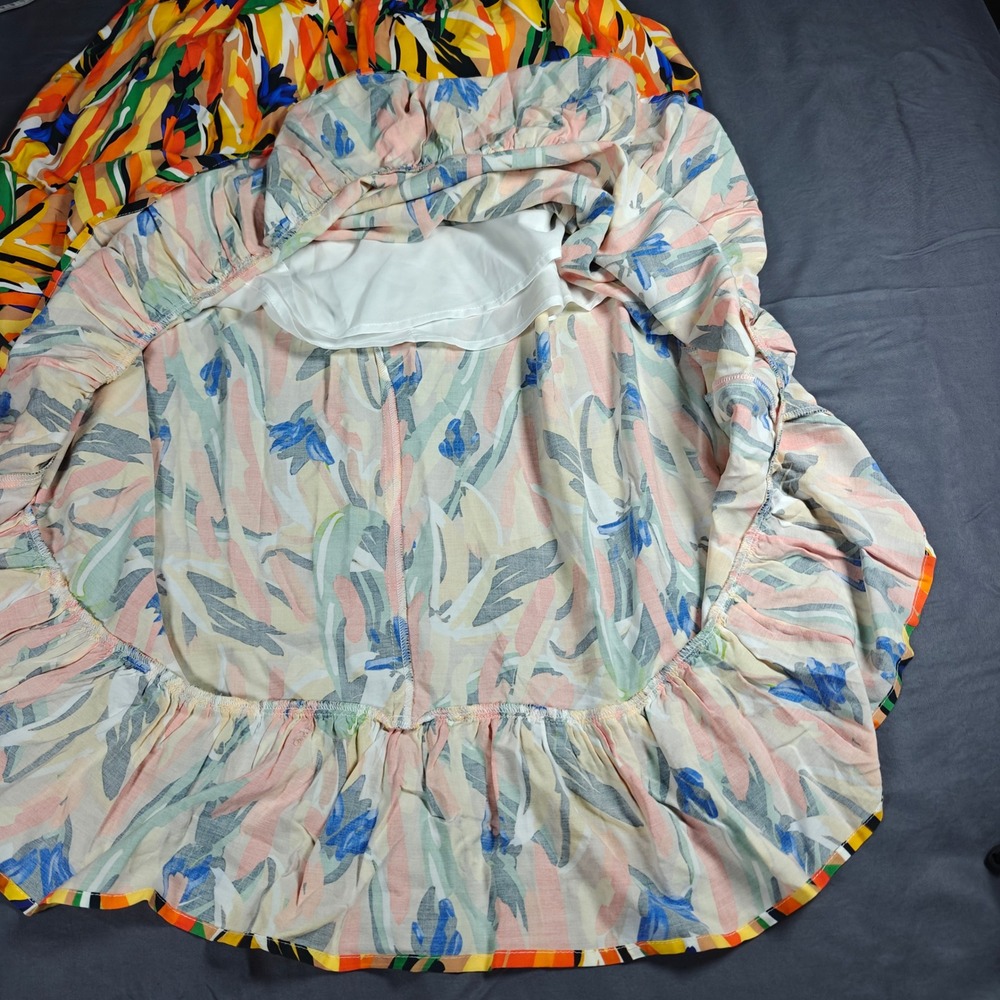 Commense Abstract Print Maxi Dress Orange Green Blue Ruffle Hem NWT Large - Picture 13 of 16